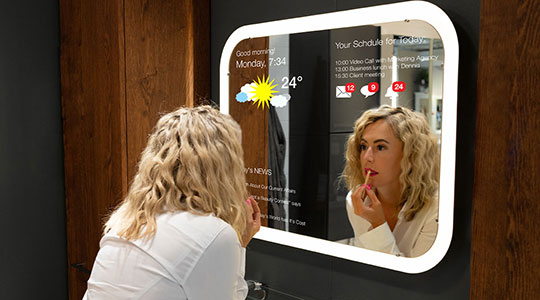 Alexa Integrated Smart Mirrors for Enhanced User Experience at Homes of Rented Hotel Rooms